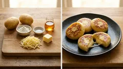 レンジで時短、外カリ中とろ:チーズ入りじゃがいも餅の作り方