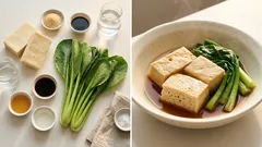 高野豆腐にだしがじゅわっと染みる。小松菜の煮浸し、同じ鍋で手早く