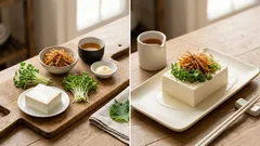 火を使わず3分:冷奴にスプラウトときんぴらをのせて、ポン酢マヨでコク旨おつまみ