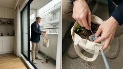 増えすぎたエコバッグが鉢に変身する、物干し竿で始める吊り下げベランダ菜園