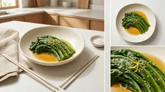 茹でて袋で和えるだけ：オオタニワタリのお浸し、ごま油×ポン酢でさっぱり副菜