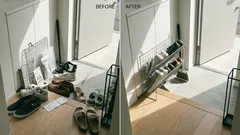 100均ワイヤーネットで玄関が片付く薄型シューズラックの作り方