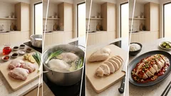 ゆでるだけで本格派:しっとり口水鶏(よだれ鶏)と黒酢香味だれの作り方